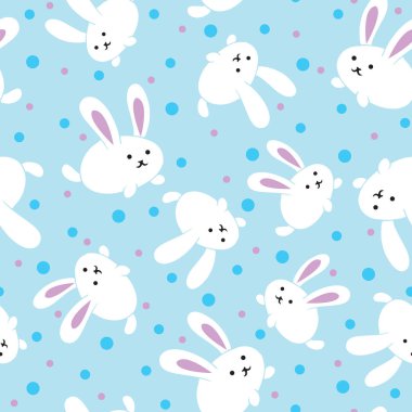 Vektör Kawaii Seamless modeli. sevimli çizgi bunny