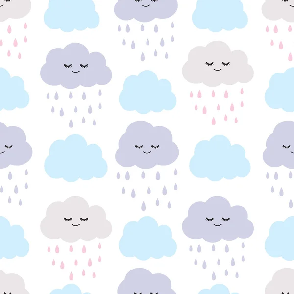 Gülümseyen Dikişsiz desen uyku yağmur bulutları illüstrasyon vektör