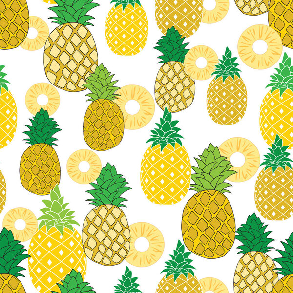 Pineapple fruits seamless vector pattern design