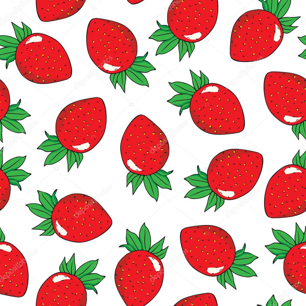 Seamless pattern with strawberry vector illustration