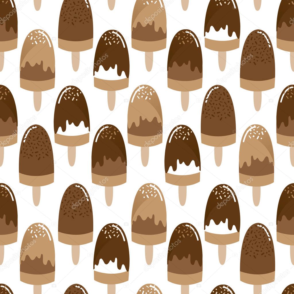 Seamless vector pattern with ice cream chocolate bars