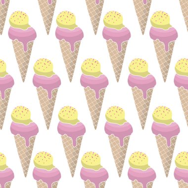 Dondurma konileri ile dikişsiz vektör deseni