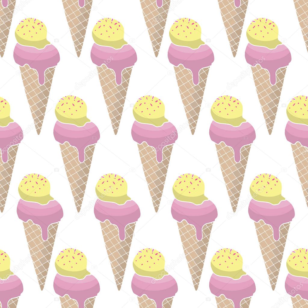 Seamless vector pattern with ice cream cones