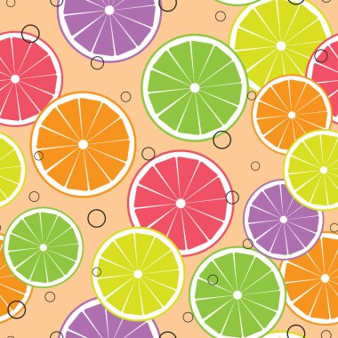 Renkli narenciye dilimleri dikişsiz vektör desen tasarımı