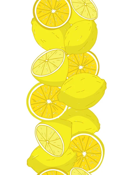 Vertical seamless border pattern with lemons — Stock Vector