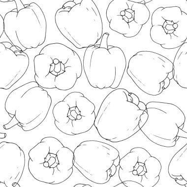 Beyaz arka planda anahatlarıyla özetlenen biberdikişsiz desen