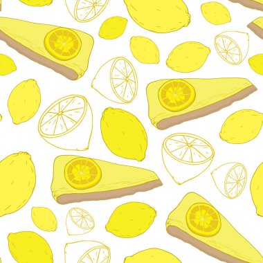 Limon kek ve limon dikişsiz vektör desen