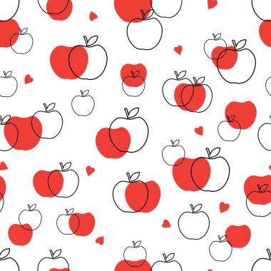 Sevimli elma ve Hearts duvar kağıdı için dikişsiz desen, desen doldurur, Web sayfası arka plan