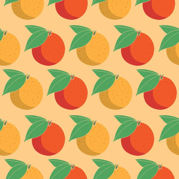 Agrumes motif vectoriel sans couture sur fond orange pour textile, papier d'emballage et papier peint — Image vectorielle