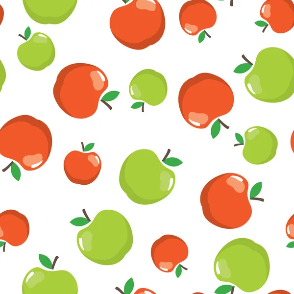 Modèle sans couture avec des pommes rouges et vertes — Image vectorielle