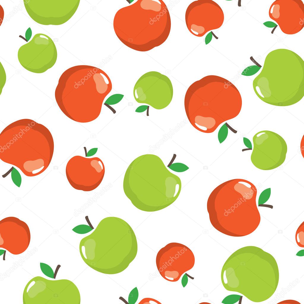Seamless pattern with red and green apples