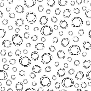 Dikişsiz desen siyah ve beyaz soyut daire geometrik karalamalar