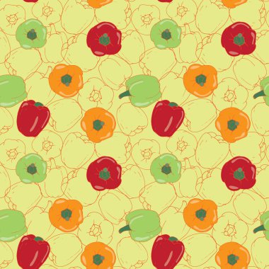 Açık sarı arka planda biber dikişsiz desen