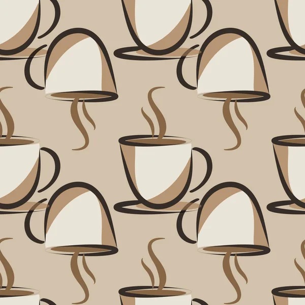 コーヒーカップの背景シームレスなデザインプリント — ストックベクタ