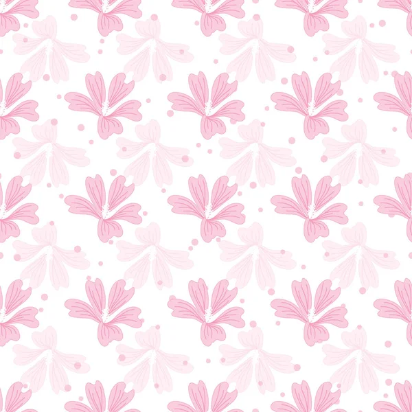 Cute seamless pattern with simple pink flowers — Stock Vector