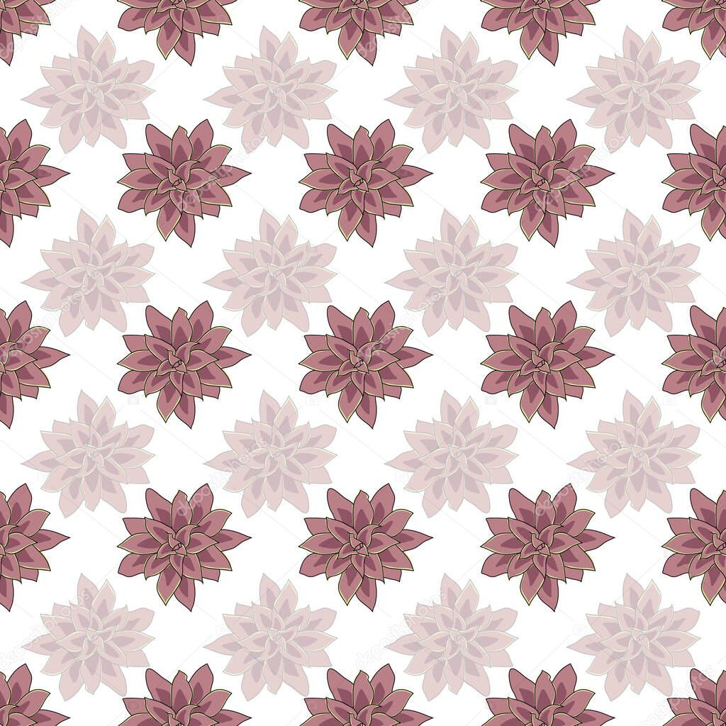 Red succulent flowers seamless pattern