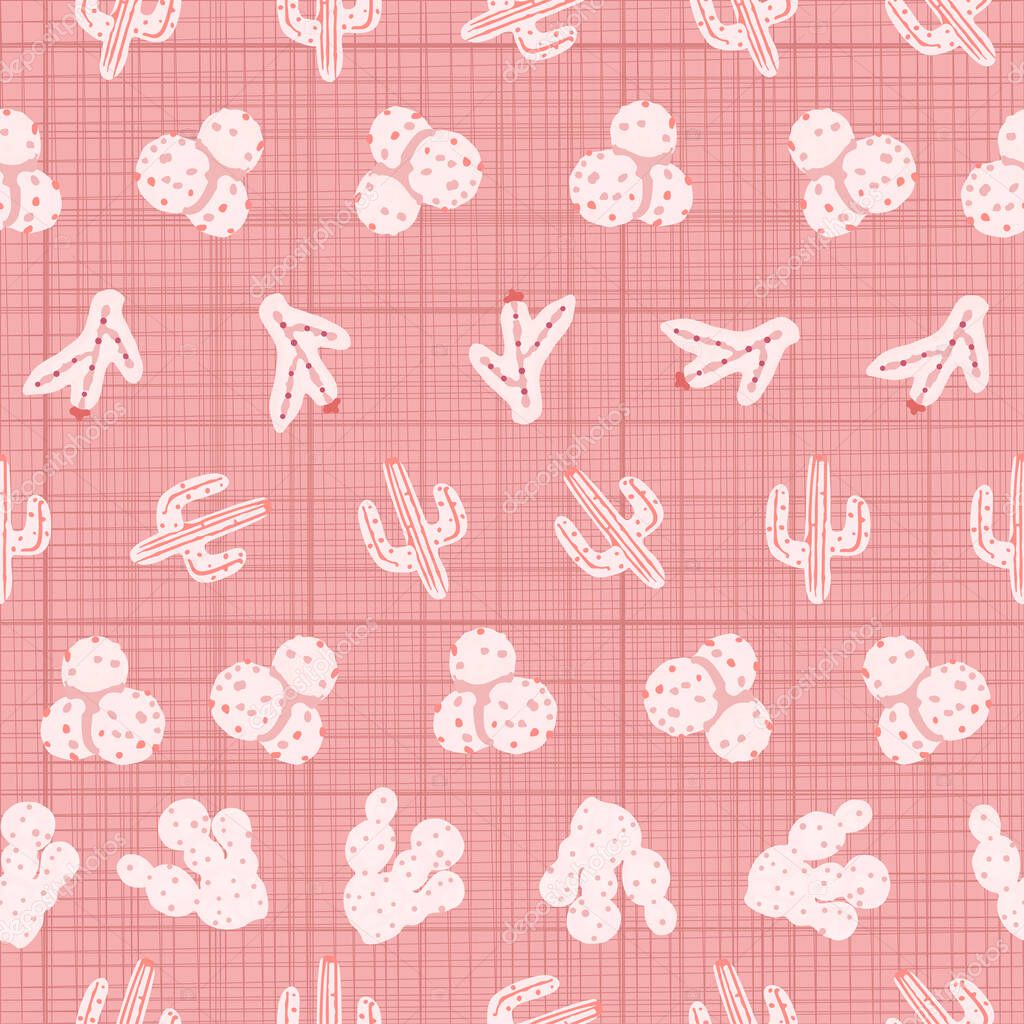 Abstract cute cactus plants on pink textured background design