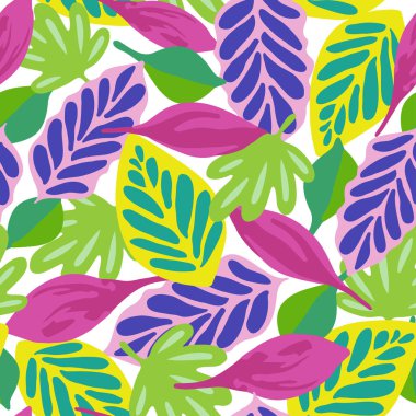 Kusursuz desenli soyut tropikal yapraklar çizimi