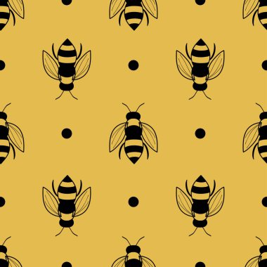 Turuncu arkaplan illüstrasyonunda arısız desen