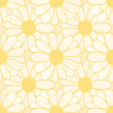 Sarı arkaplan dizaynında şeffaf papatya çiçekleri