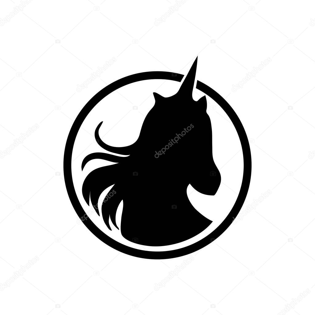 Unicorn head icon symbol logo design illustration