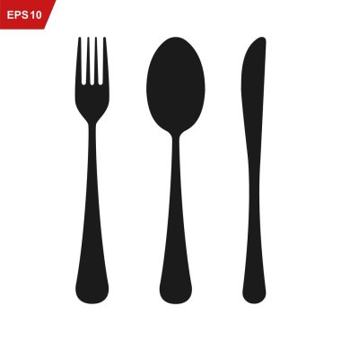 Çatal, bıçak ve kaşık simgesi. Vektör çizim