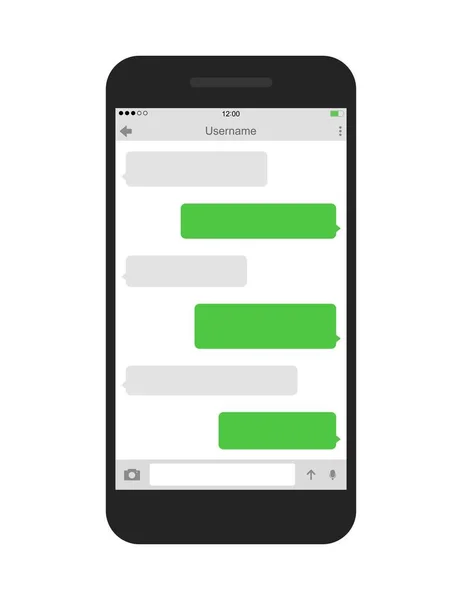 Smartphone Conversando Bolhas Modelo Aplicativo Sms Ilustração Vetorial — Vetor de Stock