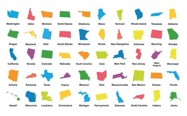 美利坚合众国 50个国家 矢量插图 — 图库矢量图片