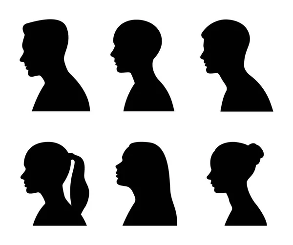 Perfil Cabeza Hombre Mujer Ilustración Vectorial — Vector de stock