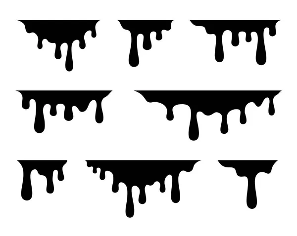 Paint Drips Current Black Paint Current Drops Vector Illustration — Stock Vector