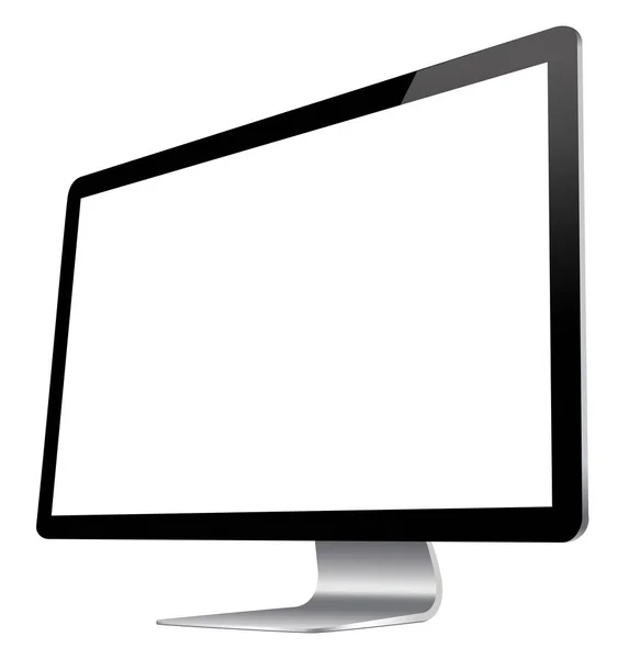 Monitor Realista Computador Ilustração Vetorial —  Vetores de Stock