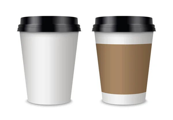 Disposable Coffee Cups Set Realistic Paper Coffee Cup Vector Illustration — Stock Vector