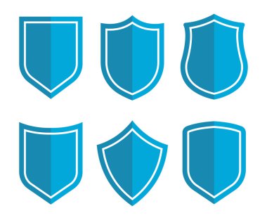 Kalkan simgeler koleksiyonu. Koruma işareti. Güvenlik işareti. Vektör çizim