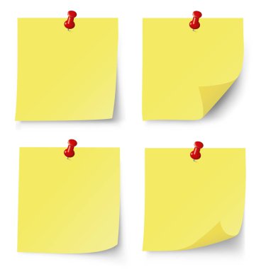 Yellow post note set. Vector illustration clipart
