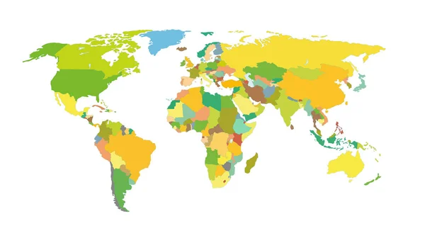Gedetailleerde Kleurrijke Wereldkaart Vectorillustratie — Stockvector