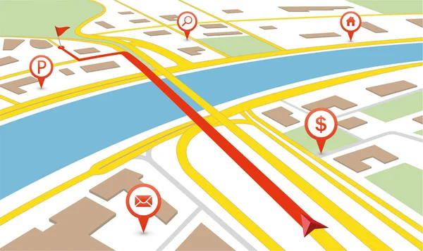 Gps Navigator Navigációs Térképet Város Térképe — Stock Vector