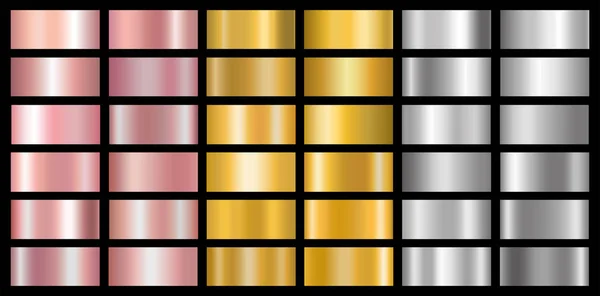 Gold Silber Und Bronzegradienten Eingestellt Vektorillustration — Stockvektor