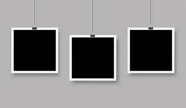 Tre Fotorammer Hængende Klip Vektorillustration – Stock-vektor