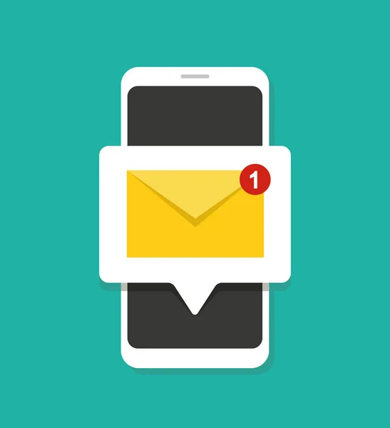 Email Notificatie Nieuw Bericht Smartphone Scherm Concept Vectorillustratie — Stockvector