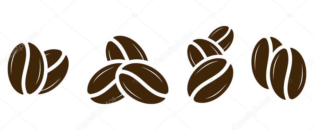 Coffee icon. Coffee beans set. Vector illustration