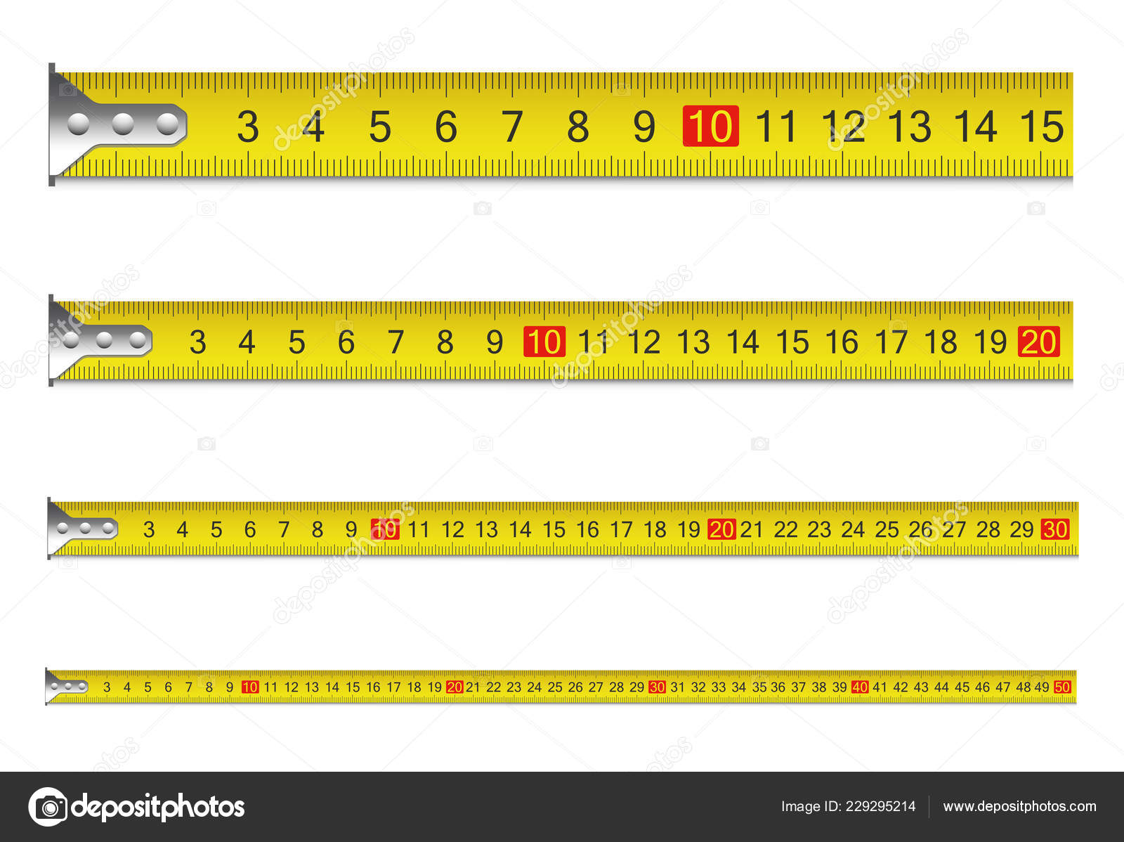 Yellow measure tape centimeter and inch Royalty Free Vector