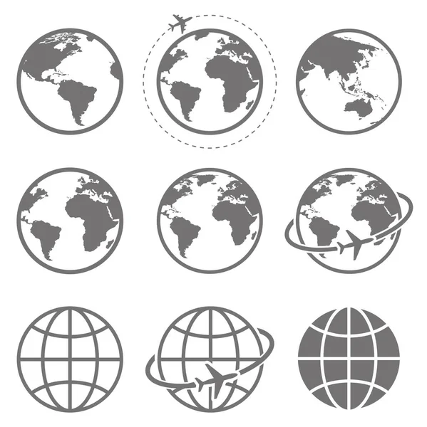 Earth Icon Collection Globe Vector Illustration — Stock Vector