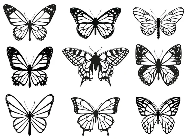 Zestaw Różnych Motyle Ilustracja Wektorowa — Wektor stockowy