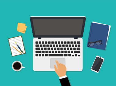 İşyeri dizüstü en iyi manzaralı. Vektör