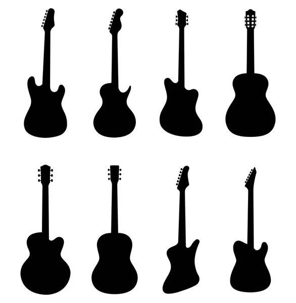 Verschiedene Gitarrensymbole gesetzt. Vektor — Stockvektor