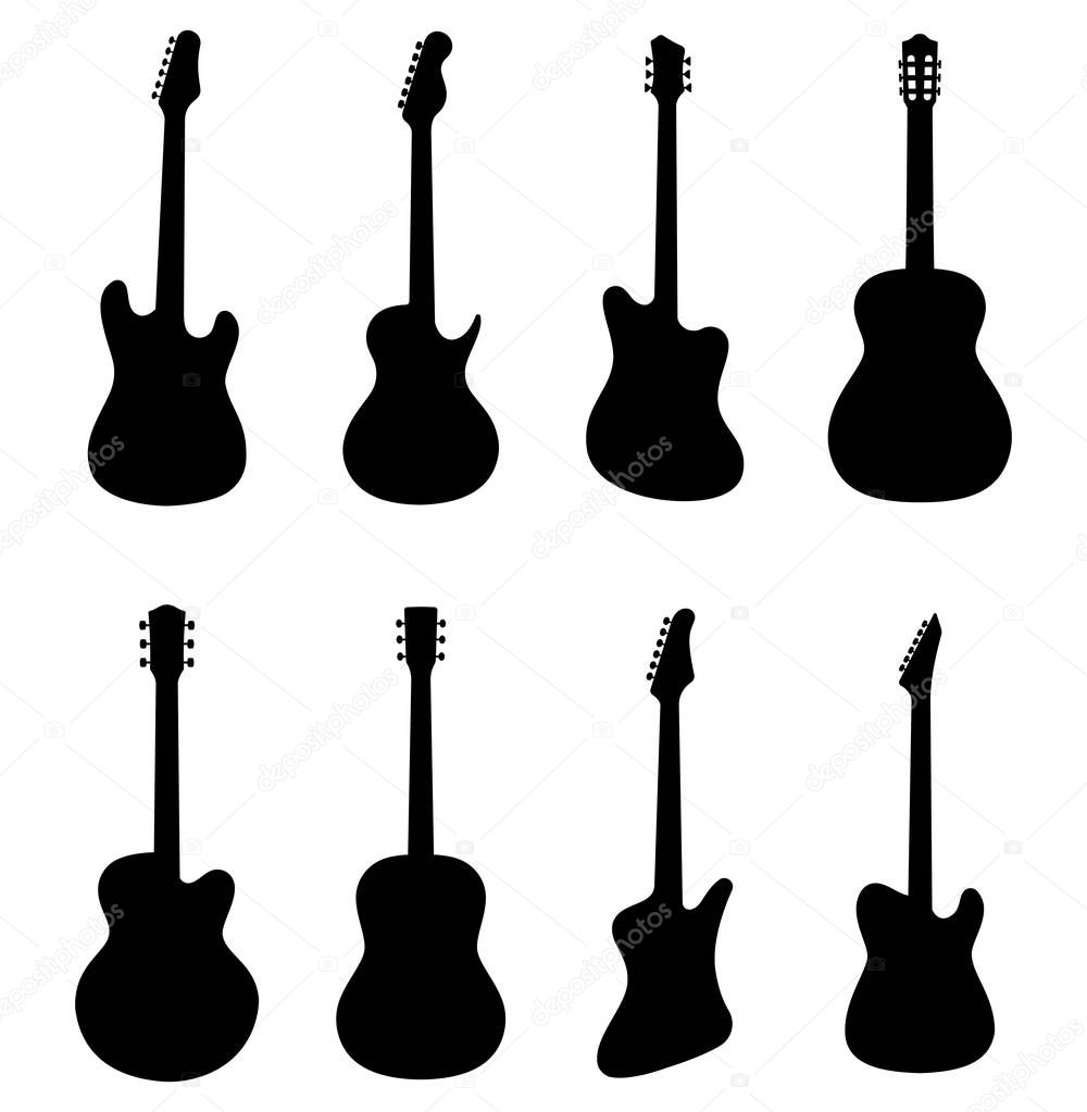 Different guitars icons set. Vector