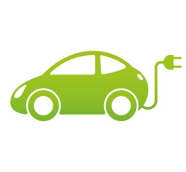 Elektrikli otomobil işareti. Yeşil araba simgesi. Vektör