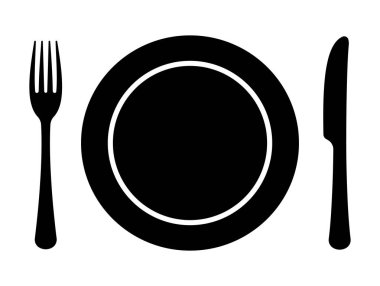 tabak, çatal ve bıçak. vektör çizim