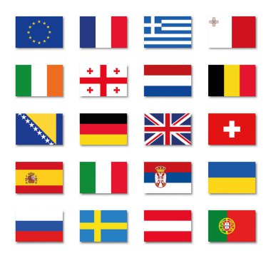 Europe bayrakları ayarlayın. Vektör çizim