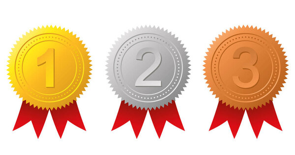 Award medals-gold, silver and bronze. Gold seal. Vector